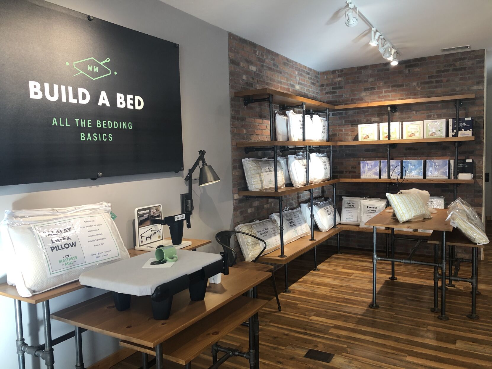 The "Build A Bed" section in the Mattress Mill showroom.